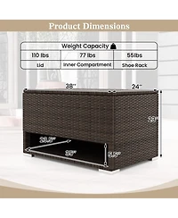 Mecale 48-Gallon Rattan Storage Bin, Waterproof Liner, Shoe Shelf