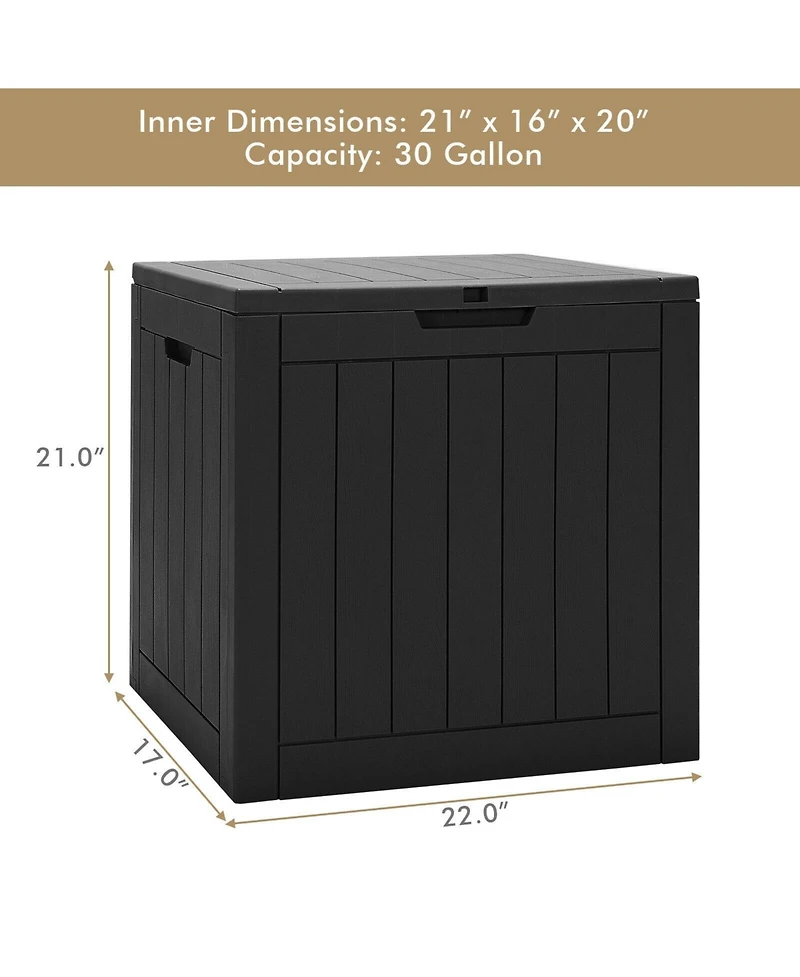 Mecale 30-Gallon Deck Box with Lockable Lid, Woodgrain Patio Storage Seat