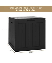 Mecale 30-Gallon Deck Box with Lockable Lid, Woodgrain Patio Storage Seat