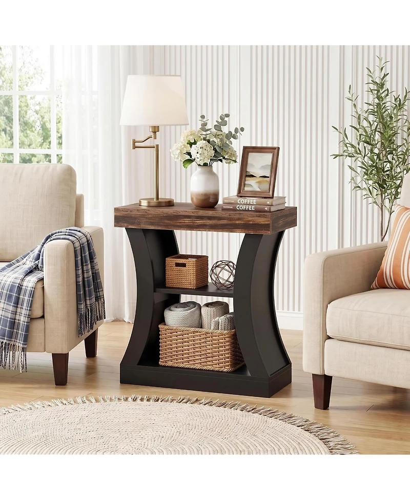 Tribesigns 31.5" 3-Tier End Table with Storage
