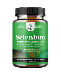 Nature's Craft Selenium 200mcg Capsules, High Potency Selenium Supplement for Immune Support, Antioxidant and Thyroid Support Trace Mineral, 100 Count