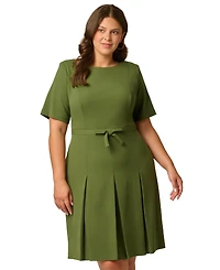 Adrianna Papell Plus Fit & Flare Pleated Bow Dress