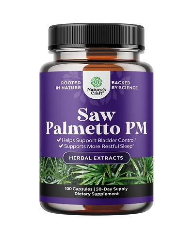 Nature's Craft Nighttime Defense Saw Palmetto Supplement for Men with Lycopene, Melatonin 100 Count