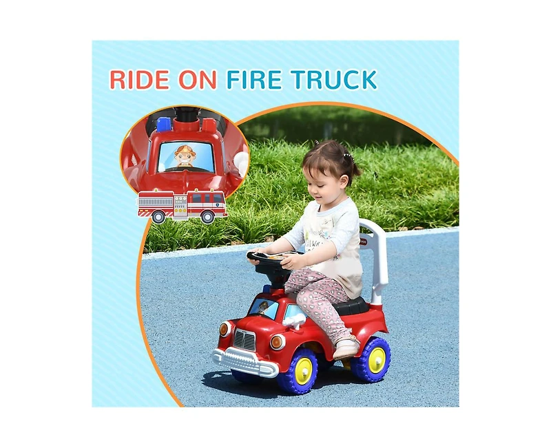 Yobtop Toddler Ride on Toy - Baby Ride on Fire Truck, Music, Horn, Under Seat Storage, Foot to Floor Car, for Kids 18-36 Months