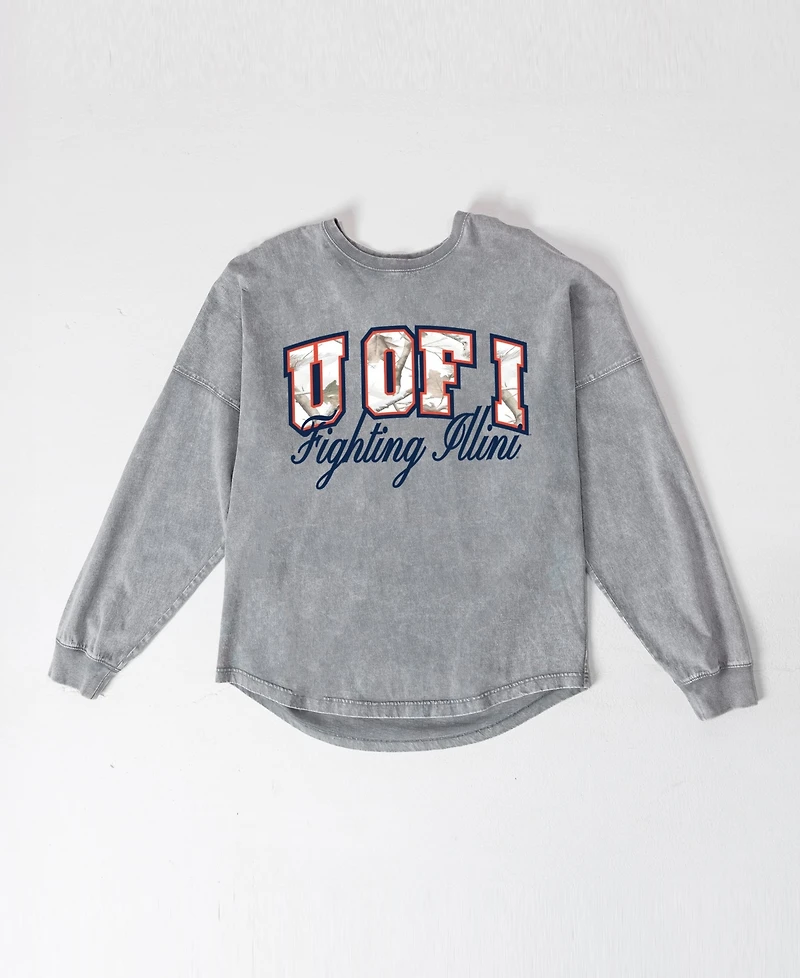 Gameday Couture Women's Illinois Fighting Illini Oversized Dropped-Shoulder Long Sleeve T-Shirt