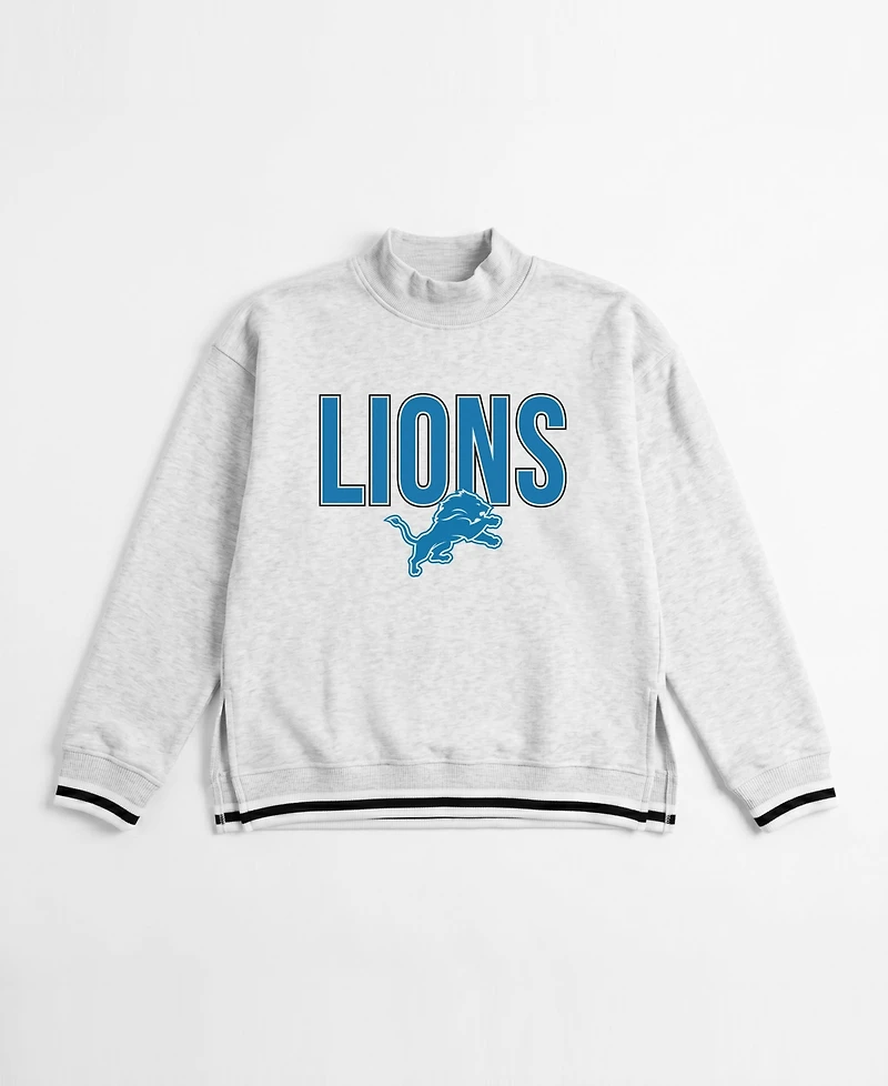 Gameday Couture Women's Detroit Lions Rally Point Contrast Stripe Relaxed-Fit Mock Neck Sweatshirt