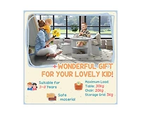 Yobtop Kids Table and Chairs Set - 5 Piece Toddler Set with Storage, Art Craft Drawing, Playroom Classroom Nursery