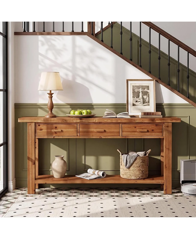 Tribesigns Extra Long Console Table with Storage, Narrow Wooden Sofa Table
