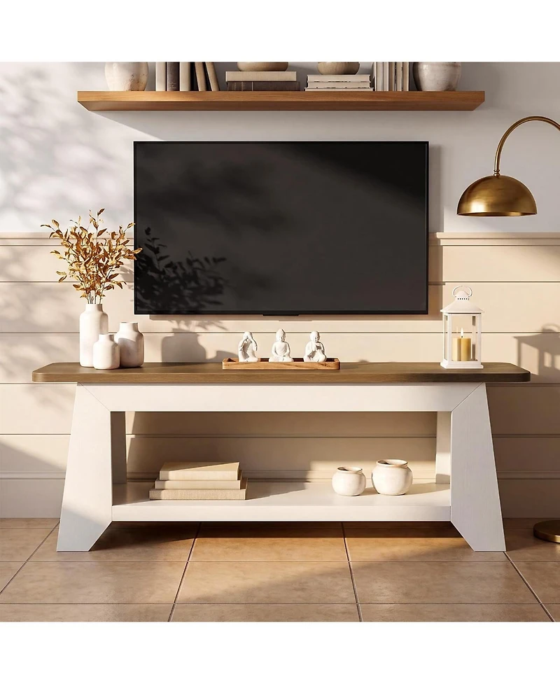 Tribesigns Tv Stand, Farmhouse Entertainment Center, Rustic Media Console