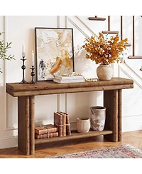 Tribesigns Solid Wood Console Sofa Table, Farmhouse Long Entryway Table Behind Couch