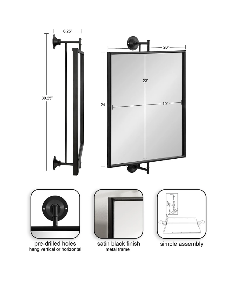Kate and Laurel Darbridge Rectangle Pivot Mirror