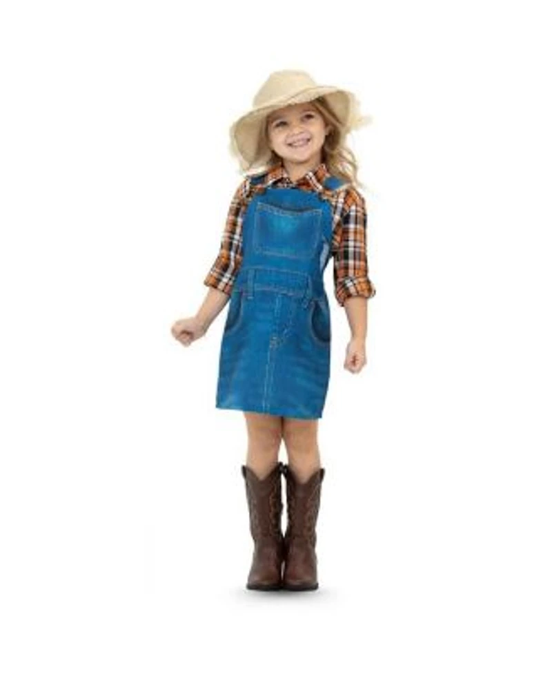 Dress Up America Girls Farmer Costume Set Classic Farm Outfit For Children Dress Up Halloween School Events