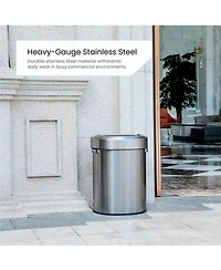 Home Zone Living 18 Gallon Stainless Steel Open Top Trash Can with Semi-Round Flat Back