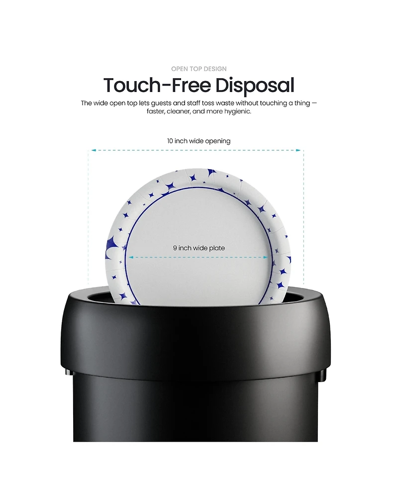 Home Zone Living 16 Gallon Stainless Steel Open Top Trash Can with Round Design
