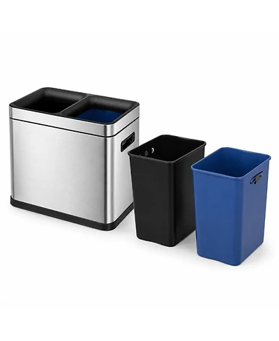 Home Zone Living 8 Gallon Stainless Steel Commercial Open Top Trash Can with Dual Compartments