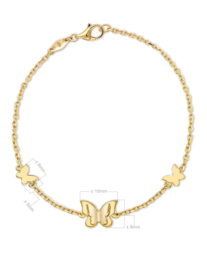 Devata Butterfly Chain Bracelet 14K Gold, 6.5 adj to 7.5 in, approx. 2.9 grams