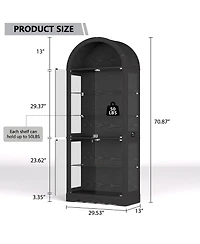 Vlsrka 6-Tier Glass Display Cabinet With Rgb Sensor Lights And Lock