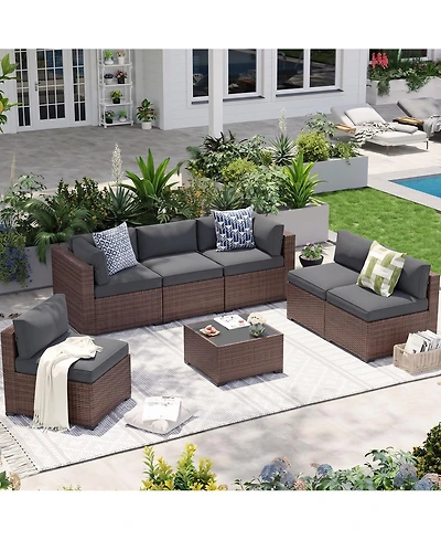 Aoxun 7-Piece Wicker Patio Furniture Set
