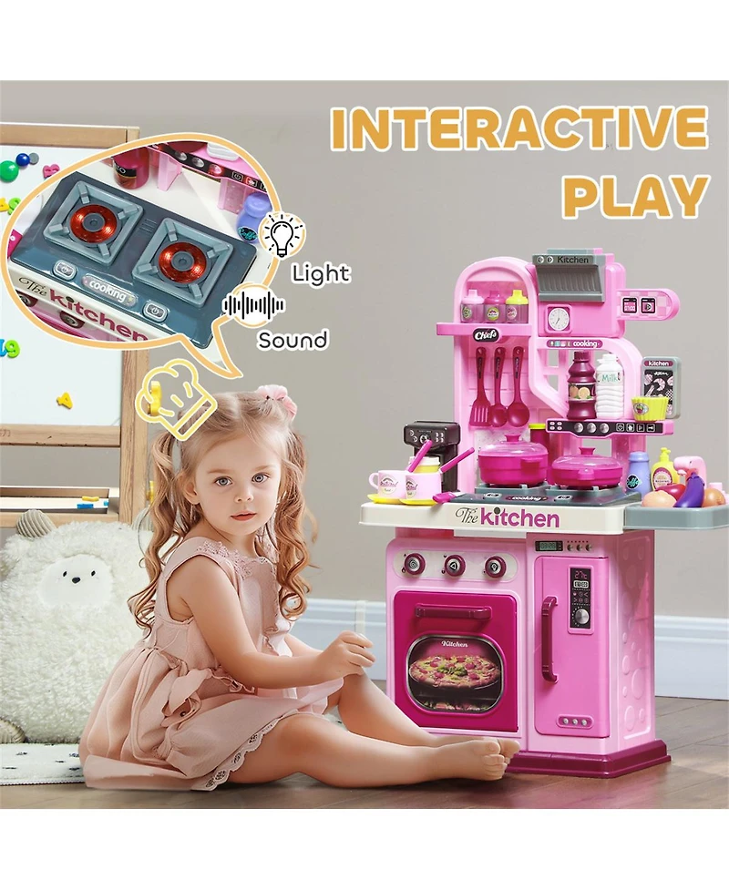 Yobtop Sound Effects 33-Piece Corner Play Kitchen Set, Ages 3+