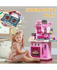 Yobtop Sound Effects 33-Piece Corner Play Kitchen Set, Ages 3+