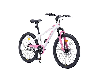 Yobtop 24-Inch Mountain Bike, Steel Frame, Suspension Fork, Double Disc Brake, 220 lb. Capacity, Ages 9-12