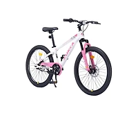 Yobtop 24-Inch Mountain Bike, Steel Frame, Suspension Fork, Double Disc Brake, 220 lb. Capacity, Ages 9-12
