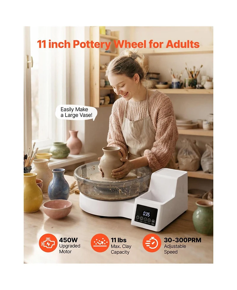 Yobtop Pottery Wheel for Adults, Aluminum Turntable 450W Electric Table Top Pottery Wheel with Foot Pedal, 30-300 Rpm Adjustable Speed