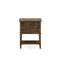 East West Furniture GB25F-1VL07 2-Piece Granbury Bedroom Set with Bed and 1 Distressed Jacobean Night Stand - Faux Leather