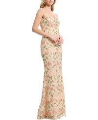 Dress The Population Women's Sheridan Strapless Sweetheart Floral Embroidered Mermaid Gown