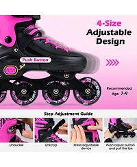 Sugift Kids Inline Skates with Aluminum Frame Traditional Laces and Glow Wheels Ages 7-9