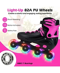 Sugift Inline Skates for Kids and Teens with Push-Button Sizing and Triple Protection Ages 9-14