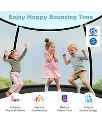 Sugift 10 feet Outdoor Recreational Trampoline with Zippered Safety Enclosure Net and Ladder Ages 3 and Up