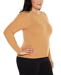 Belldini Women's Scalloped-Trim Boat Neck Sweater