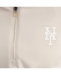 Fanatics Women's Beige New York Mets Oversized Clutch Tri-Blend Half-Zip Pullover Sweatshirt