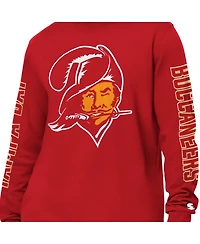 Starter Men's Red Tampa Bay Buccaneers Clutch Hit Ii Logo Long-Sleeve T-Shirt