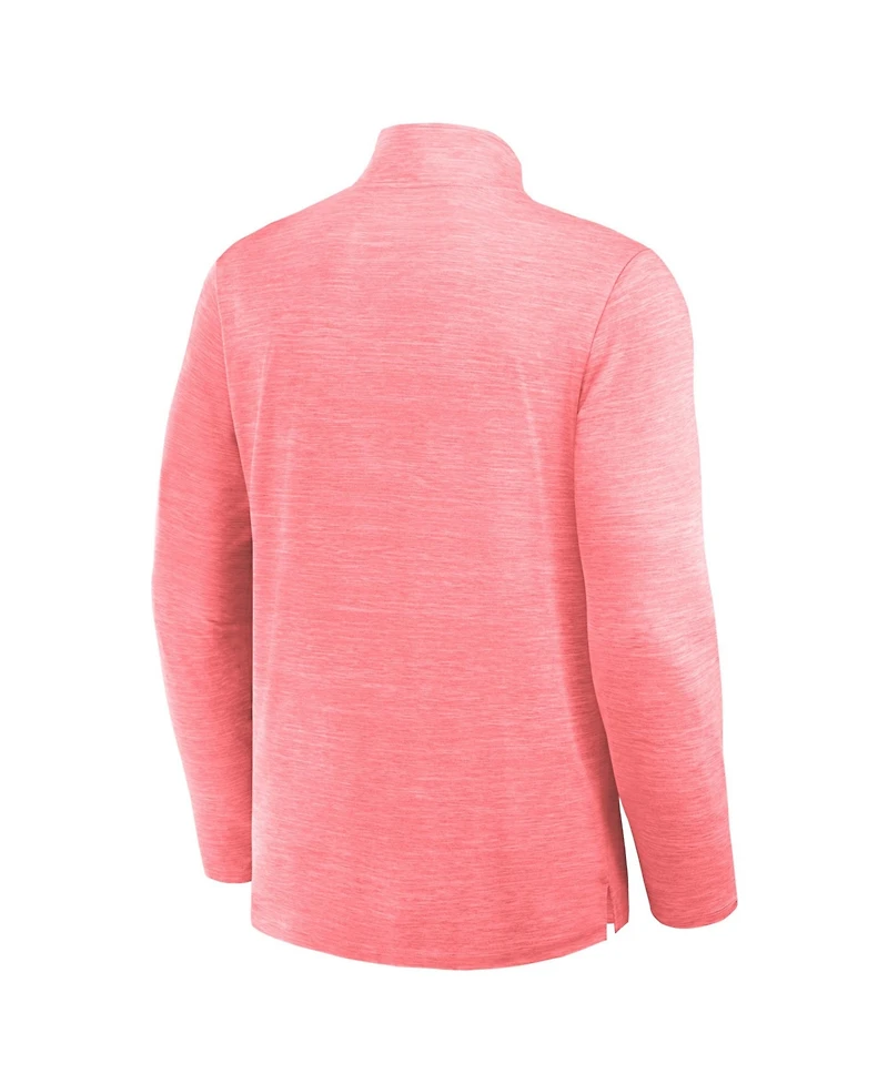 Fanatics Men's Heather Red Chicago Blackhawks Clutch Boarding Poly Quarter-Zip Pullover Sweatshirt