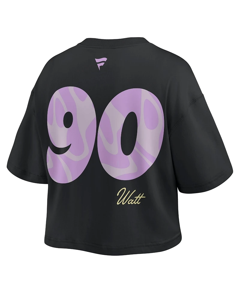 Fanatics Women's T.j. Watt Black Pittsburgh Steelers Fashion Cropped T-Shirt
