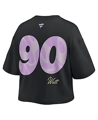Fanatics Women's T.j. Watt Black Pittsburgh Steelers Fashion Cropped T-Shirt