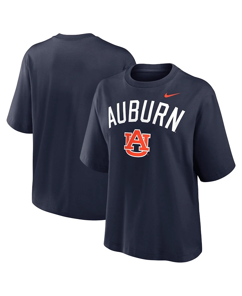 Nike Women's Navy Auburn Tigers Arch Logo Boxy T-Shirt