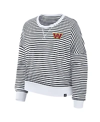Fanatics Women's White/Black Washington Commanders Striped Oversized French Terry Sweatshirt