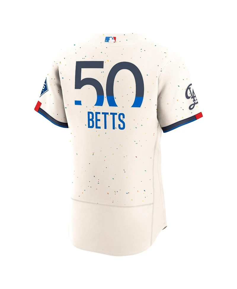 Nike Men's Cream Mookie Betts Los Angeles Dodgers City Connect Authentic Sponsor Patch Jersey