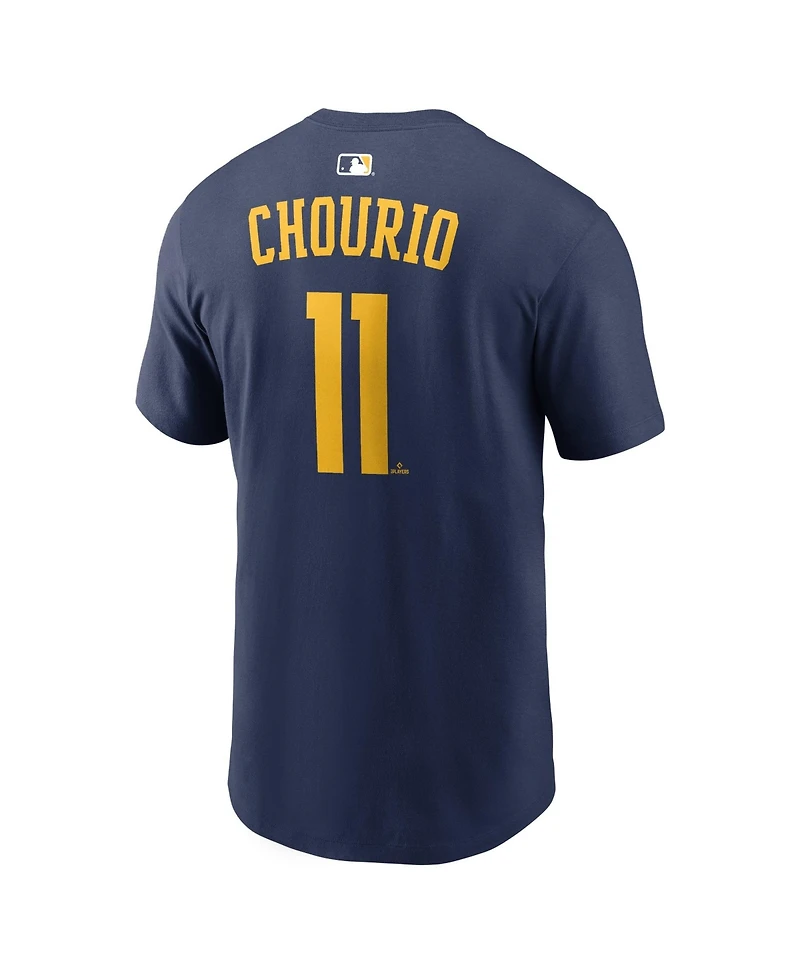 Nike Men's Jackson Chourio Navy Milwaukee Brewers Name Number T-Shirt
