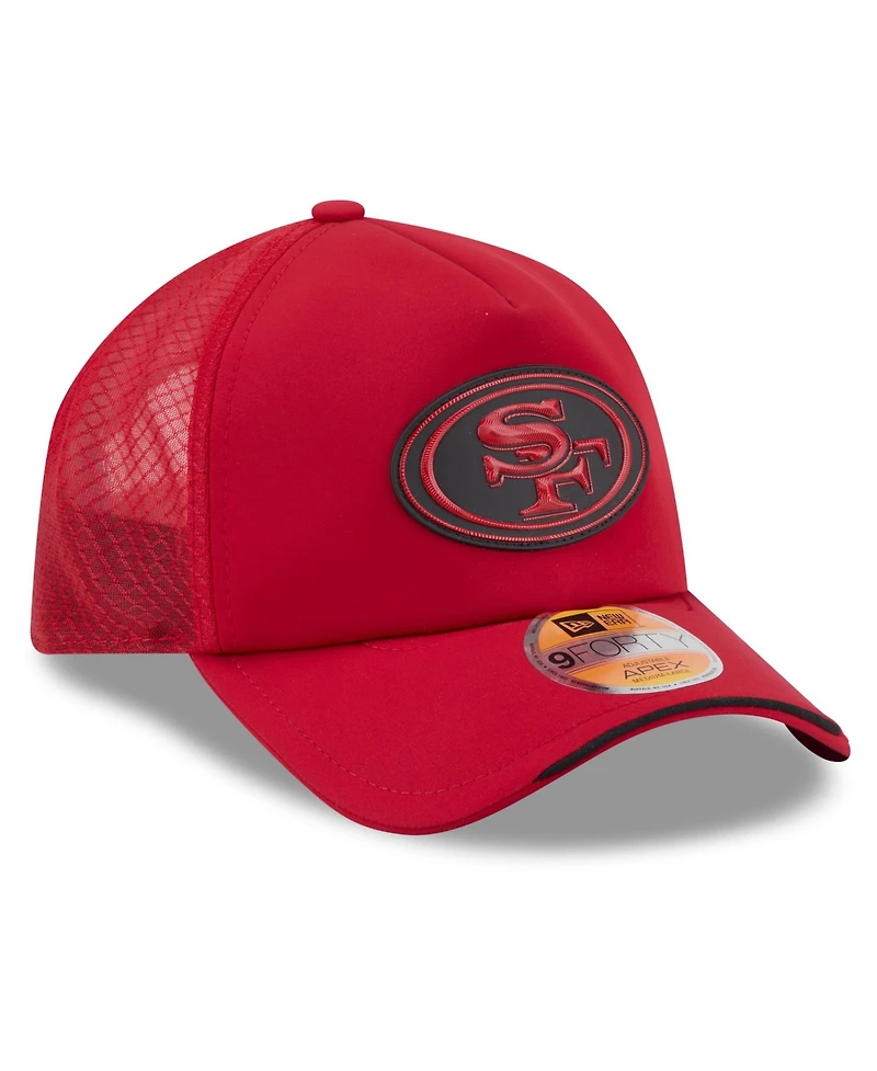 New Era Men's Scarlet San Francisco 49ers 2026 Sideline Apex 9FORTY Adjustable Trucker Hat