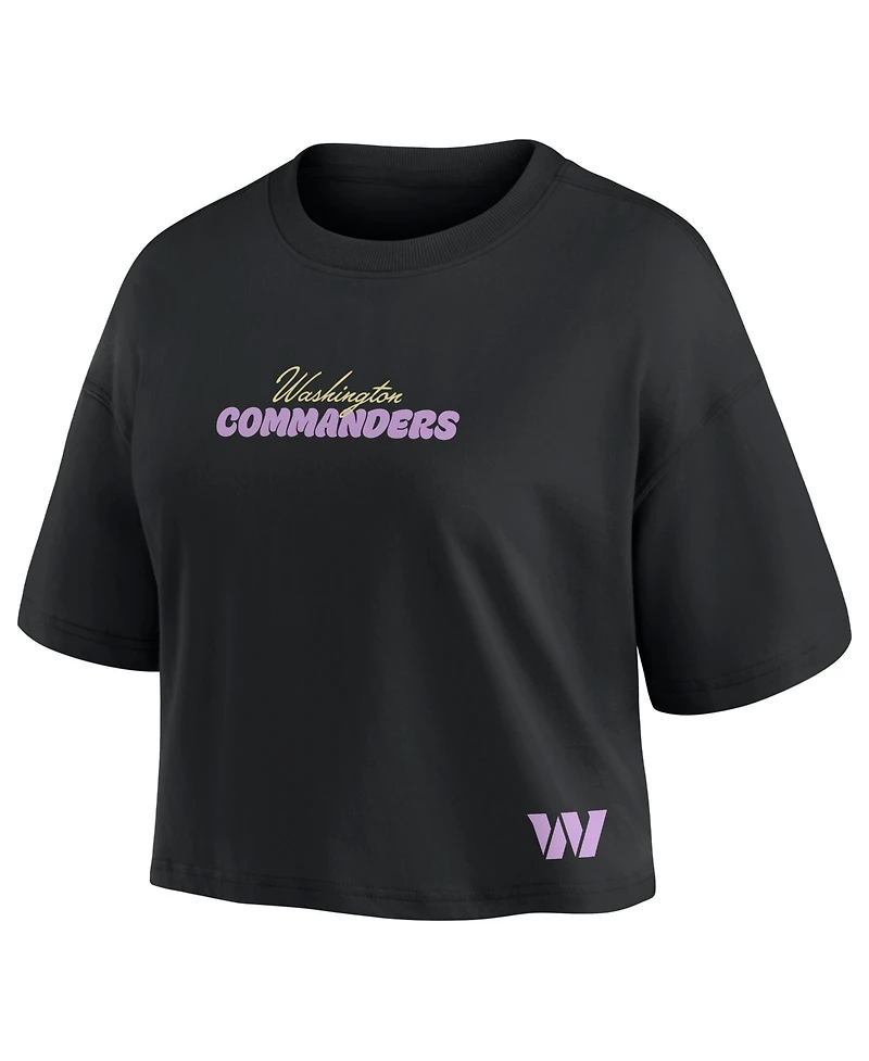 Fanatics Women's Jayden Daniels Black Washington Commanders Fashion Cropped T-Shirt