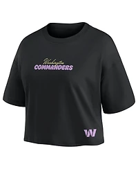 Fanatics Women's Jayden Daniels Black Washington Commanders Fashion Cropped T-Shirt