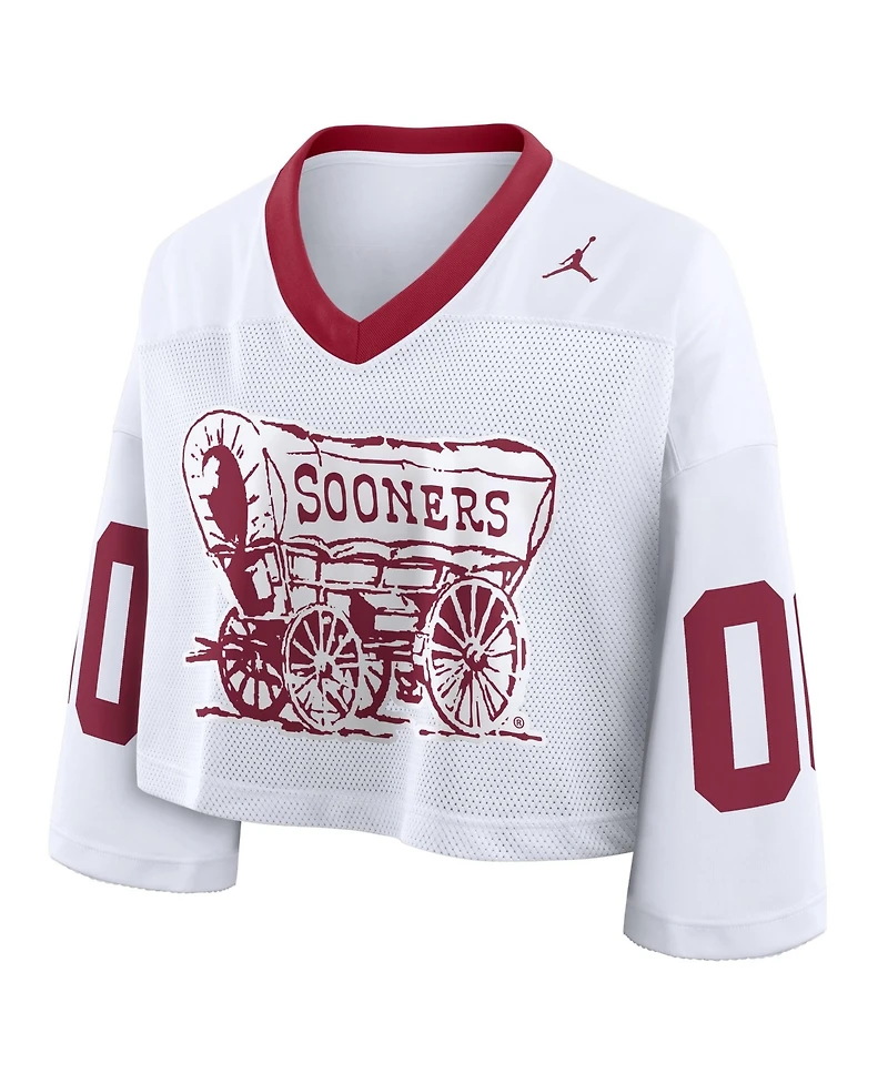 Nike Women's White Oklahoma Sooners Oversized Logo Cropped Fashion Jersey