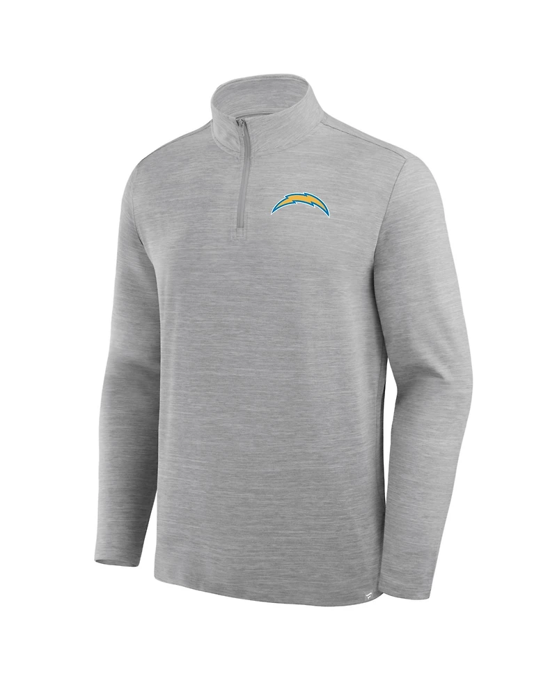 Fanatics Men's Heather Gray Los Angeles Chargers Clutch Quarter-Zip Pullover Sweatshirt