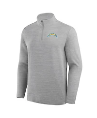 Fanatics Men's Heather Gray Los Angeles Chargers Clutch Quarter-Zip Pullover Sweatshirt