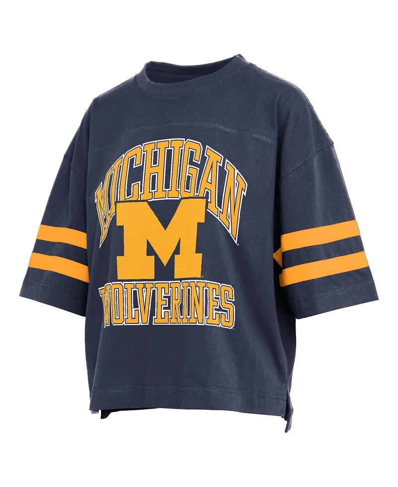 Pressbox Women's Navy Michigan Wolverines Wayne Tyler Cropped T-Shirt