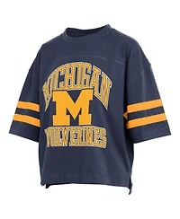 Pressbox Women's Navy Michigan Wolverines Wayne Tyler Cropped T-Shirt